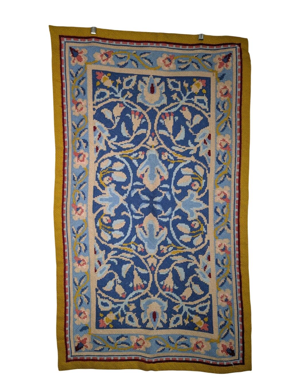 Velo Tapestry Studio Needlepoint Wool Rug On Canvas Handmade 26" x 44"